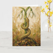 Carte Celtic Snake Snowdrops Imbolc Rebirth Fantasy Art (Fleur jaune)