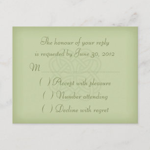 Carte celtique verte du faire-part de mariage RSVP