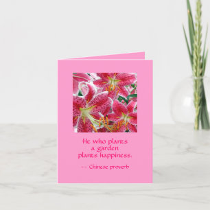 Carte Celui qui plante un jardin plante le bonheur. Cart