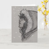 Carte Cendres et Neige - Fille en Fourrure (Fleur jaune)