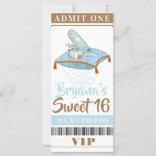 Carte Cendrillon Pantoufle Princesse Sweet 16 Fête VIP