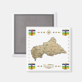 Carte Centrafrique + Magnet des drapeaux (Recto/Verso)