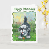 Carte Centre Shaggy Sheep Chien (Fleur jaune)