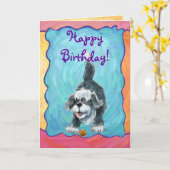 Carte Centre Shaggy Sheep Chien (Fleur jaune)