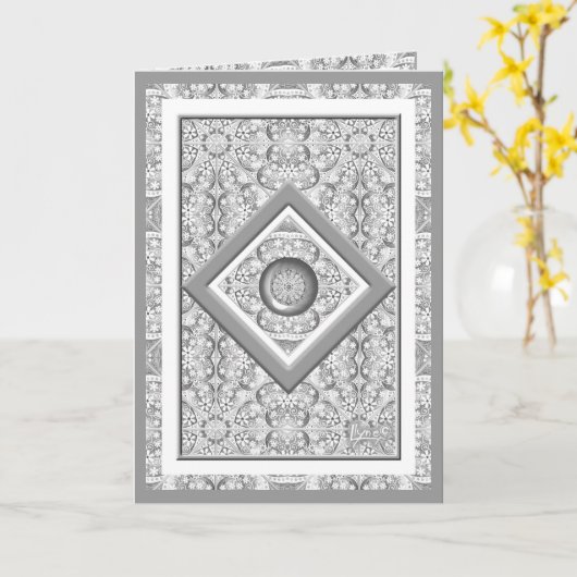 Carte Céramique gris dentelle (Fleur jaune)