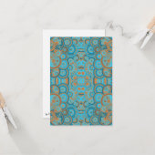 Carte Cercle Concentré Dégradé Orange Rust Turquoise (Devant/Arrière en situation)