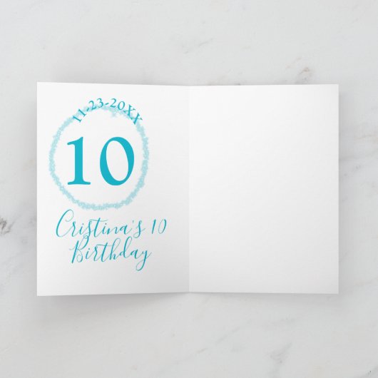 Carte Cercle turquoise. Parties scintillant ronde 10e an (Intérieur)