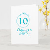 Carte Cercle turquoise. Parties scintillant ronde 10e an (Fleur jaune)