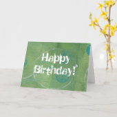 Carte Cercles Bleus sur Vert, Joyeux Anniversaire! (Fleur jaune)