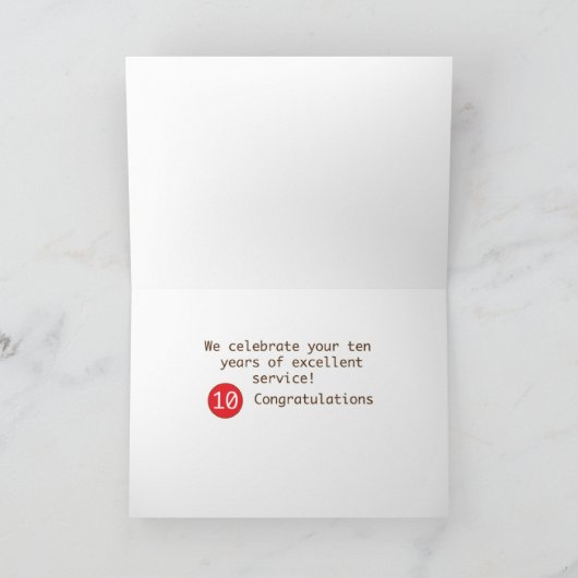 Carte Cercles d'anniversaire de l'employé de 10 ans (Intérieur)