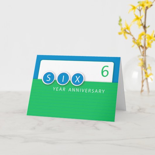 Carte Cercles d'anniversaire de l'employé de 6 ans, vert (Fleur jaune)