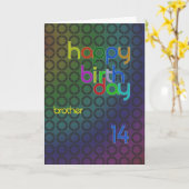 Carte Cercles d'anniversaire pour frère âgé de 14 ans (Fleur jaune)