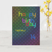 Carte Cercles d'anniversaire pour Nephew de 14 ans (Fleur jaune)