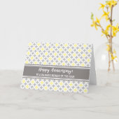 Carte Cercles gris jaune Anniversaire de l'employé (Fleur jaune)