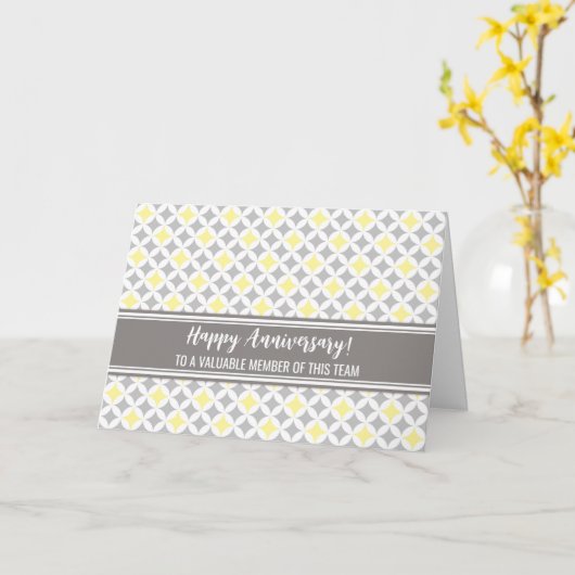 Carte Cercles gris jaune Anniversaire de l'employé (Fleur jaune)