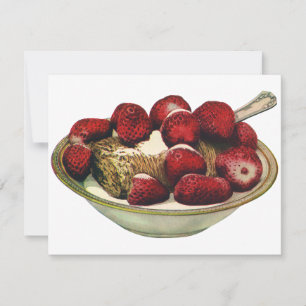 Carte Céréales de petit-déjeuner sain vintage fraises