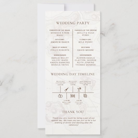 Carte Cérémonie de mariage Croisière Destination Mariage (Dos)