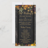 Carte Cérémonie de mariage de l'écriture d'or floral d'a (Devant)