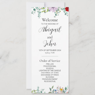 Carte Cérémonie de Mariage Fleur sauvage double face Car