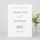 Carte Cérémonie de Mariage infographique Verdure minimal (Debout devant)