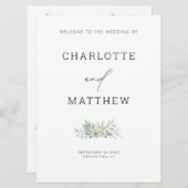 Carte Cérémonie de Mariage infographique Verdure minimal (Devant / Derrière)