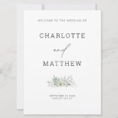 Carte Cérémonie de Mariage infographique Verdure minimal (Devant)