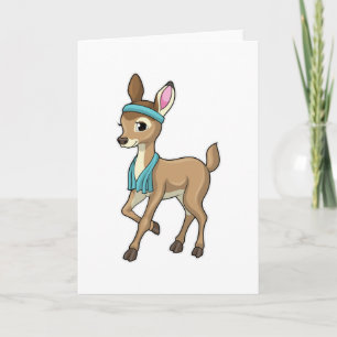 Carte Cerf à la gym avec serviette