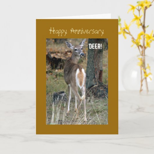 Carte Cerf à queue blanche, Anniversaire (Fleur jaune)