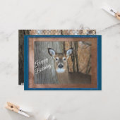 Carte Cerf à queue blanche Joyeux anniversaire (Devant/Arrière en situation)