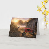 Carte Cerf à queue blanche pour anniversaire et tracteur (Fleur jaune)