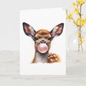 Carte Cerf Adorable Qui Souffle du Bubble Gum Vide (Fleur jaune)