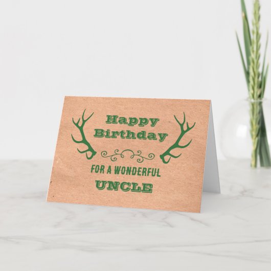Carte Cerf Antlers Oncle Vintage Anniversaire (Devant)