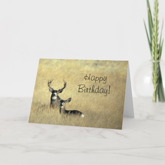 Carte Cerf avec Antlers Joyeux Anniversaire (Devant)