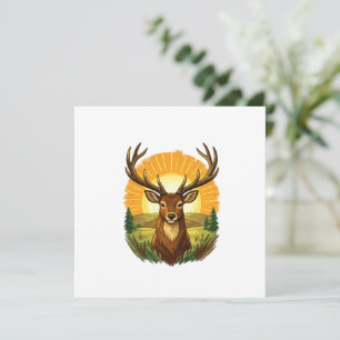 Carte Cerf avec bois Cadeau de chasseur de forêt au couc