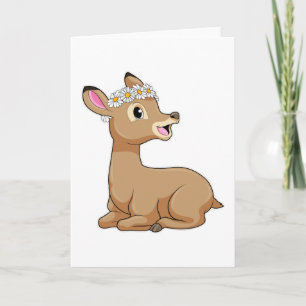 Carte Cerf avec fleur de marguerite