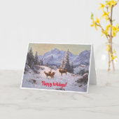 Carte Cerf avec troupeau en hiver (Fleur jaune)