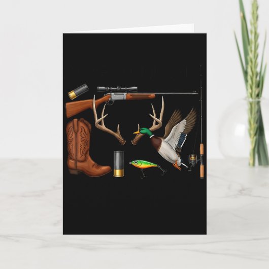 Carte Cerf Canard Poisson Chasse Bonjour Saison de chass (Devant)