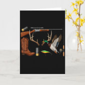 Carte Cerf Canard Poisson Chasse Bonjour Saison de chass (Fleur jaune)