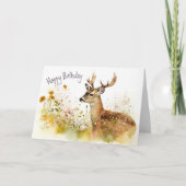 Carte Cerf dans la prairie aux fleurs - Aquarelle Annive (Devant)