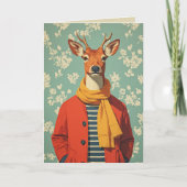 Carte Cerf de fête en style d'hiver (Devant)