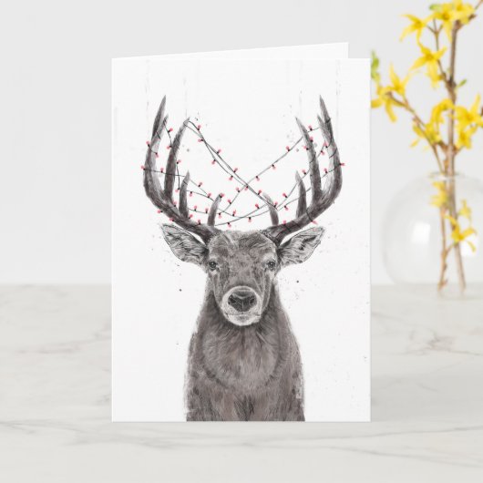 Carte Cerf de Noël (Fleur jaune)