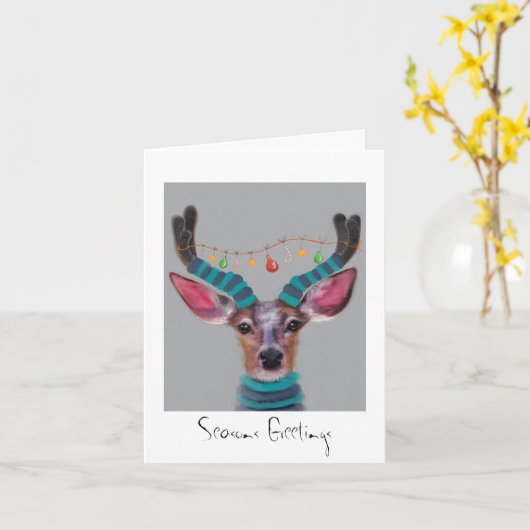 Carte Cerf de Noël (Fleur jaune)