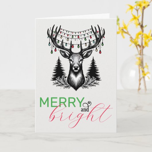 Carte Cerf de Noël (Fleur jaune)