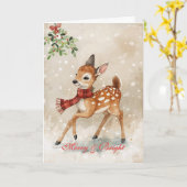 Carte Cerf de Noël Whimsical Woodland (Fleur jaune)