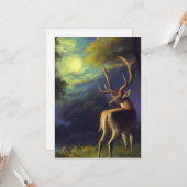 Carte Cerf de Virginie vintage (Devant/Arrière en situation)