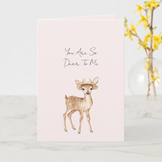 Carte Cerf doux avec chapeau (Fleur jaune)