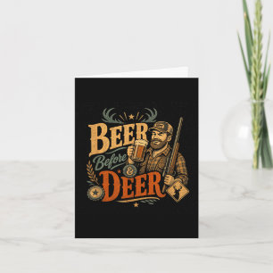 Carte Cerf drôle chasse bière papa fête des pères rétro