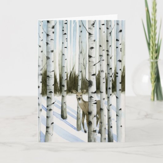 Carte Cerf en chute de neige (Devant)