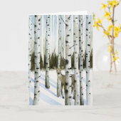 Carte Cerf en chute de neige (Fleur jaune)