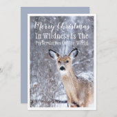 Carte Cerf en hiver Forêts de neige Salutation de Noël (Devant / Derrière)